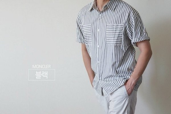 스트라이프 포켓셔츠