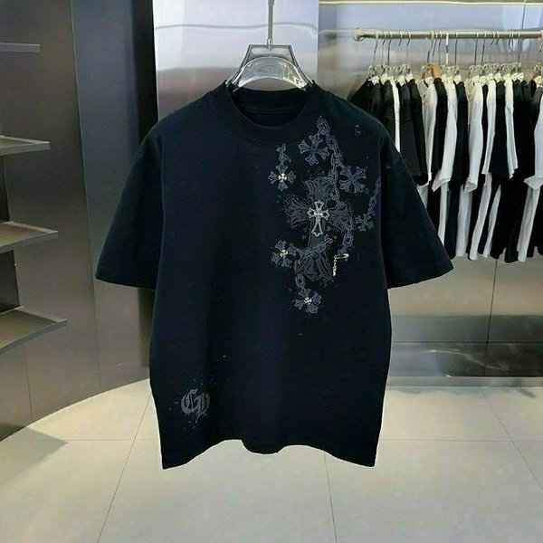 크* 체인 크로스 티셔츠