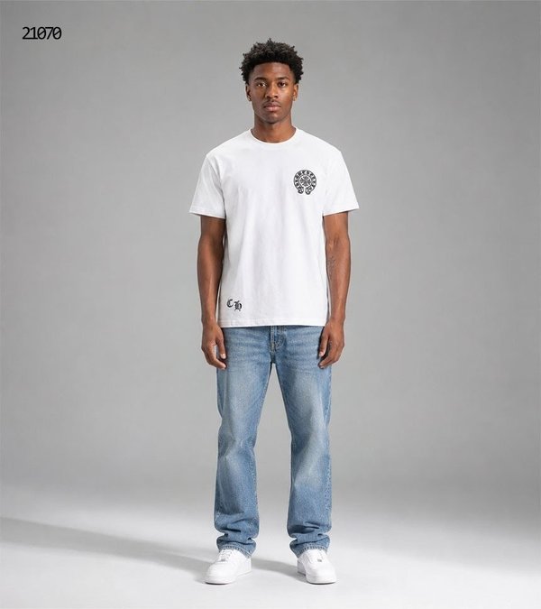 크* 홀스 슈 자수 스틸 로고 포인트 반팔 티셔츠
