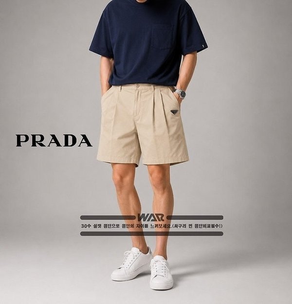 프** 핀턱 와이드 치노 반바지