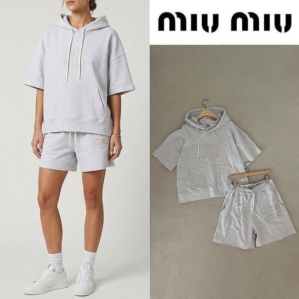 미*** 레터링 로고 후드 오버핏 하프 셋업 ☆여성용☆
