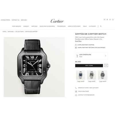 까*** 산토스 드 까*** 워치 라지 블랙