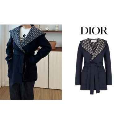 디* 오블리크 CROPPED 후드코트(네이비)