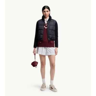 스퀘어 퀼팅 패딩 울 집업 카디건