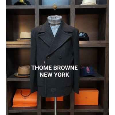 톰* 브라운 라벨 모직 더블 삼선 하프 코트