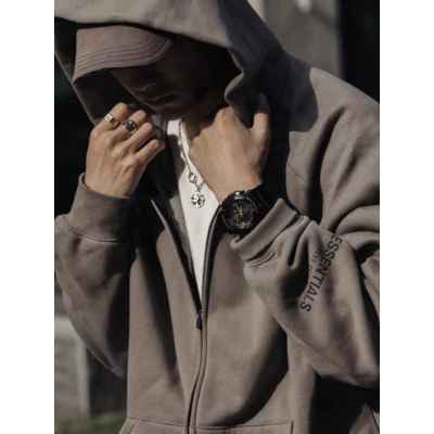 피**** 에센셜 로고 플리스 기모 후드집업수입풀(남녀공용)