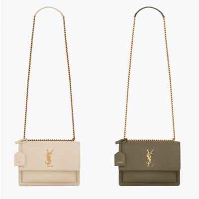 생** 부드러운 가죽 소재의 sunset 미디엄백 Khaki 풀박스