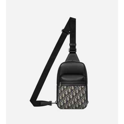 디* Rider 20 슬링백 베이지  블랙 Oblique 자카드 블랙 그레인 송아지 가죽