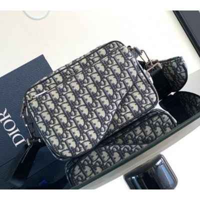 디* 크로스 새들 트리플 파우치 오블리크 자카드 블랙