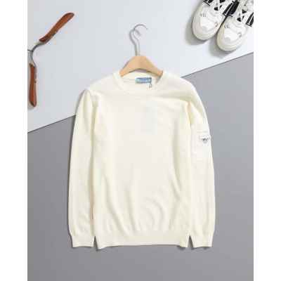 프** 레드패치 포인트 라운드 니트