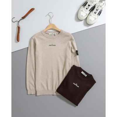 스* 로고 크루넥 니트