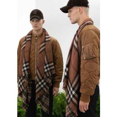 버** 클래식 체크 울캐시 실크 리버서블 머플러수입최고급