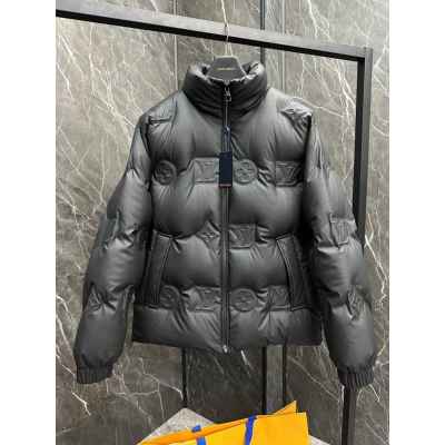 루* 모노그램 퀄티드 블루종 패딩 자켓