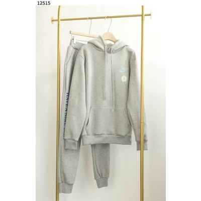 나** 스우시 플라워 백로고 기모 후드 조거셋