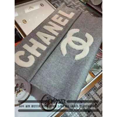 샤* 캐시미어 베이직 로고 그레이 숄