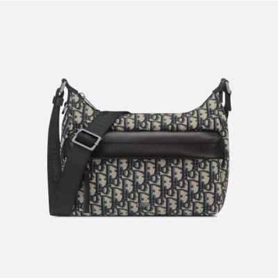 디* Rider Soft 스몰호보백 베이지블랙 Oblique 자카드 블랙 그레인 송아지 가죽풀박스