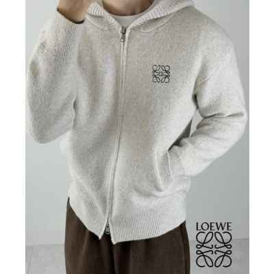 로** 자수 울니트 후드집업