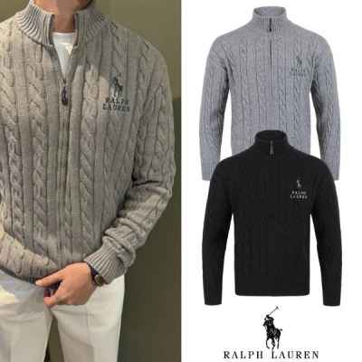 폴* 빅포니 레터링 꽈배기 울 니트집업