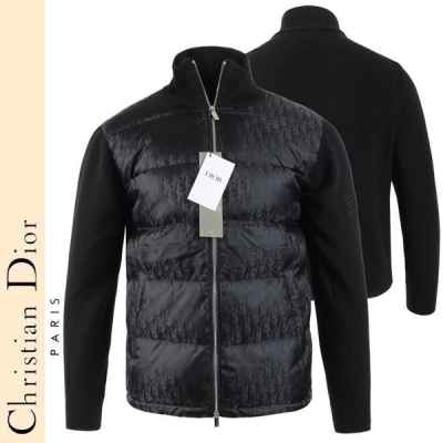 디* 자가드 니트 덕다운 패딩 집업 100 오리털