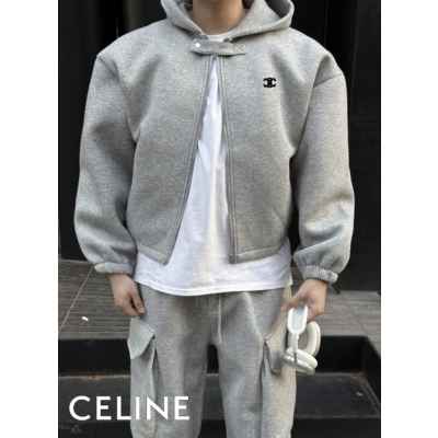 셀** 자수 네오프렌 버튼넥 후드집업