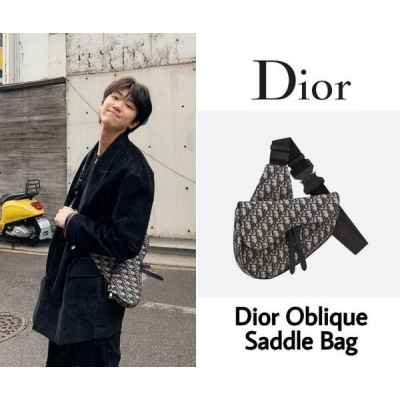 디* 새들백 베이지  블랙 오블리크 자카드