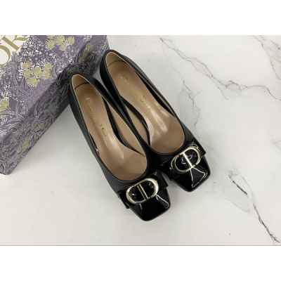 디* CD로고 리본 장식 애나멜 펌프스 힐