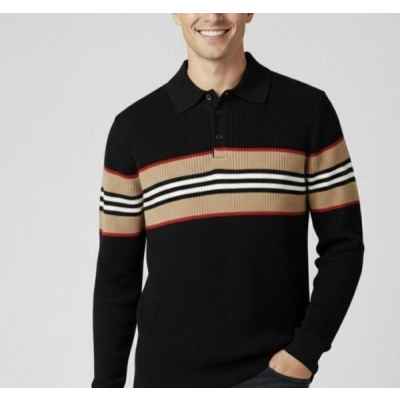 버** 옴므 스트라이프 카라 라인 니트