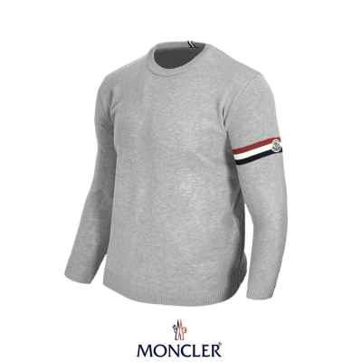 삼색라인 암밴드 와펜 울 라운드 클래식 니트