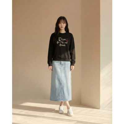 디* 2026 신상 3D 레터 프린트 커플 크루넥 맨투맨