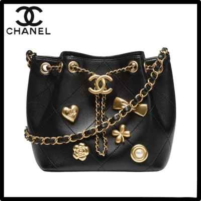 샤* 25FW 25K 체인 버킷백 CC로고 드로스트링 호보백 골드 스터드 블랙 AS5824 풀박스