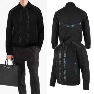 보** 격자레더 레이어드 스웨이드 블루종