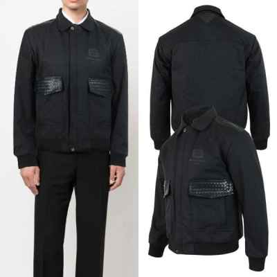 보** 격자레더포켓 코튼 블루종