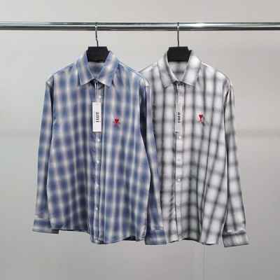 아* 스몰하트자수 오버 체크 셔츠