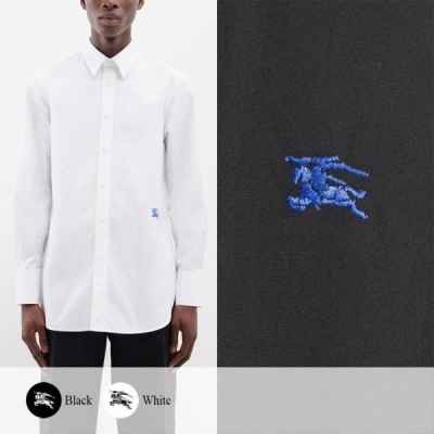 버** 웨이스트 기마 자수 코튼 셔츠