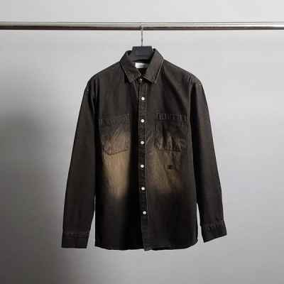 셀** 로고자수 워싱 오버 데님 셔츠