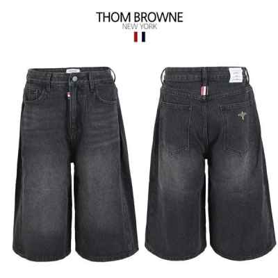 톰* 블랙 8부 사이드핀턱 버뮤다 팬츠