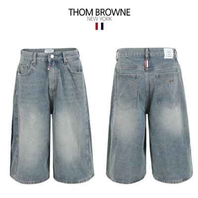 톰* 연청 8부 사이드핀턱 버뮤다 팬츠