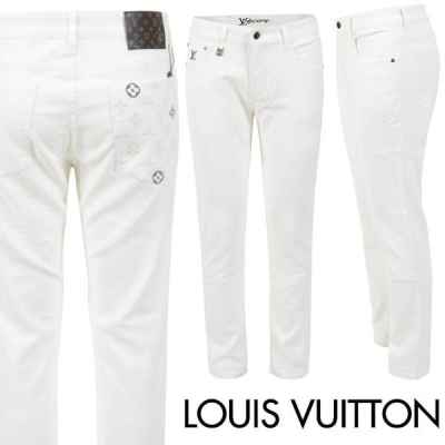 루* 모노 자수 화이트 슬림 일자진