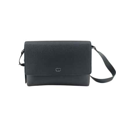 디* CD Icon 플랩 스트랩백 블랙 매트 그레인 송아지 가죽 풀박스