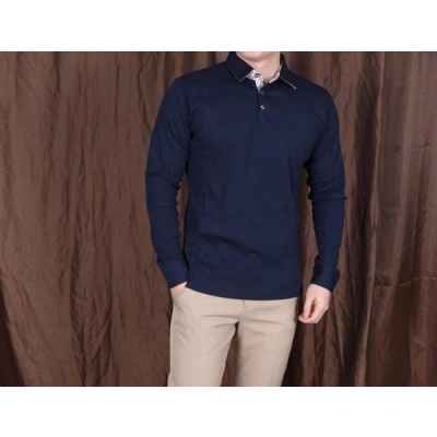 버** 소매체크 카라 긴팔티셔츠