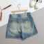 메* 마르지엘라 시그니처 넘버링 레더 패치 데일리 데님 숏 팬츠