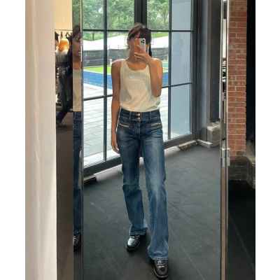 셀** 수입고급 세미 와이드 포켓 체인 데님진