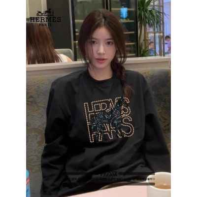에*** 점선 레터링 조랑말 로고 디자인 긴팔티셔츠 (시보리없음)