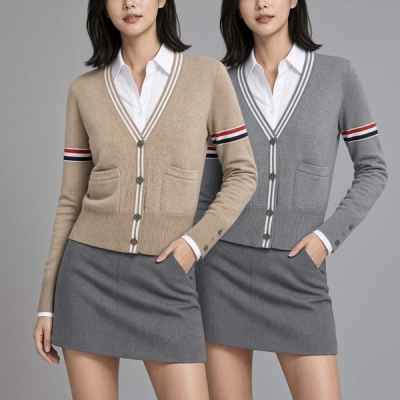 톰* 수입 스트라이프 슬리브 V넥 니트 가디건